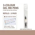 3-pack of 0.5mm bullet tip gel pen refills in dark chestnut brown color by Planwith - Gel Pen Refill (Dark Chestnut Brown)