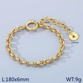 Bracciale a catena rolo placcato oro 18k in acciaio inossidabile con ciondolo lettera A - Oro - Lettera A (KB186364-Z)