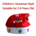 Children's Christmas hat with snowman decoration and red bow for kids aged 2 to 8 - Snowman Hat [Kids] No Light