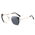 Square black and gold metal optical glasses with photochromic lens transition effect - C1 Black Turn Gray