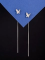 Orecchini pendenti a farfalla in argento con finitura in metallo spazzolato opaco - NE1352-Farfalla Opaca Infilatore / Argento
