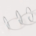 Three-piece stackable geometric open rings set in polished silver finish and textures - Adjustable Open / Silver 3-Piece Set (Hammered/Twist/Polished) (ZHJZ305S)