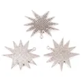 Silver North Star pendants with white zircon paving and honeycomb back details - K49-A White Gold Star 1Pc