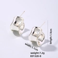Detailed view of silver C-shaped earrings showing dimensions 1.9cm by 1.1cm and 7.2g weight - Silver-Wide Twisted C-Shape
