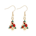 Christmas tree drop earrings with colorful rhinestones and gold-plated alloy hooks - Pearl Rhinestone Tree