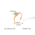 Detail van 18k vergulde ring met 0,66 cm zirkoon en een diameter van 1,93 cm grootte - Helder Wit (HC-R30150-WT)
