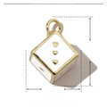 Detailed dimension guide for white enamel heart dice pendant made of copper gold plated - White Heart Dice
