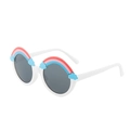 Cute kids white round sunglasses with rainbow and cloud decor, premium UV protection eyewear - White Frame Gray Lens
