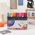 36 color dual-tip watercolor marker set with flexible brush and fine liner tips in case - Black / 36 Colors Set