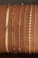 Set de 6 bracelets dorés empilables avec mailles serpent, trombone et style figaro - Ensemble de 6 Pièces / Bracelet Or Style 9