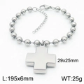 Bracciale di perline placcato oro 18 carati con ciondolo a croce e specifiche tecniche - Color Acciaio / Bracciale (KB167282-Z)