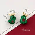 Green ghost pendant with golden antlers and snowflake patterns for Christmas DIY jewelry - 33# Green Cute Ghost