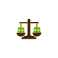 Cute Libra zodiac pin featuring brown and green square animals on golden scales - Balance Scale Style (CZ1910-7)