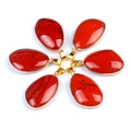 Set of six red teardrop crystal pendants with gold edges arranged in a flower shape - Red Jasper (Single)
