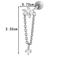 Silver titanium steel leaf ear stud with marquise zircon and dual tassel chains - Crown Chain Style (Silver 0189-8)
