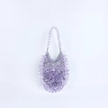 Detail of light purple handmade acrylic beaded handbag with reflective droplet texture - Light Purple