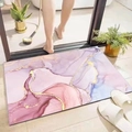 Purple and gold marble patterned absorbent diatom mud bath mat on a wooden floor - 40cm*60cm / Luxury Pink 2