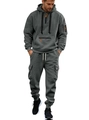 Dark grey men's tracksuit featuring a zip hooded sweatshirt and matching drawstring joggers - M / Dark Gray