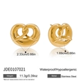 Detailansicht goldener Herzohrringe mit Maßen, Gewicht und Materialangaben auf Weiß - Edelstahl Twist Design / Gold