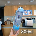 Detailed view of 800ml frosted astronaut water bottle with bounce lid and handle strap - 800ML / Blue