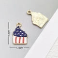 US flag style cupcake alloy pendant charm with red white and blue enamel finish - 2828 Ice Cream