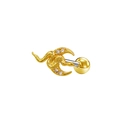Clou d'oreille cartilage serpent doré avec zircone et fermoir à boule en argent - Style Serpent Doré (24042601-7)