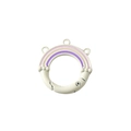 Cream rainbow spring ring buckle with pink and purple stripes and three small hanging loops - Off-white