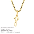 14K gold plated stainless steel letter F pendant necklace with box chain style - Letter F / 38+5cm / Gold