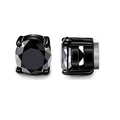 Magnetic black zircon stud earrings with polished stainless steel finish for non-pierced ears - 1 Pair / 5mm Black Round