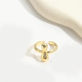 Adjustable gold plated letter ring featuring a minimalist liquid metal water drop design - Gold Letter I