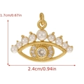 Golden evil eye pendant with white pearl and sparkling cubic zirconia stones 2.4cm - 19-Pearl Evil Eye