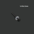 Piercing al naso a L in vetro nero con rondella trasparente, misura 1x10x2,2mm per piercing - Barra Dritta-1*10*2.2mm / Nero