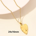 Golden 18k plated double heart pendant necklace, size 24x16mm in stainless steel - Irregular Double Heart / Gold