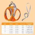 Size chart for orange breathable reflective pet harness and leash set for dogs and cats - Orange & Grey