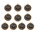 Set of 10 black and gold pocket watch pendants for DIY jewelry and keychains - 10 Pieces Pack / Large Black Pocket Watch
