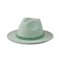Detail of mint green fedora hat featuring a matching thick chain accent in retro style - One Size (54-60cm) / Mint Green (23)