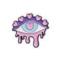 Broche de esmalte con diseño de ojo derretido en tonos púrpura y rosa con corazones - Estilo de Corazón de Ojo Derretido (QHXZ304)