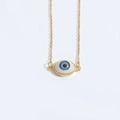Elegant gold evil eye necklace with detailed blue and white resin pendant charm - Grey-Blue Eye (XL3304-2)