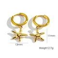 Pendientes de aro con dije de estrella de mar en acero de titanio de 14K dorado - Pendientes de Aro de Estrella de Mar (YTE2405091-2)