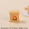 Miniature resin Christmas fireplace figurine for DIY crafts, 35x19x35mm size - 3D Christmas Train-Khaki Fireplace