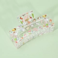 Christmas themed acrylic hair claw clip with colorful holiday prints and Merry Christmas text - 8.5cm / Clear