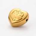 Gold baroque heart charm bead with 3D LOVE engraving and hole for jewelry DIY - Gold 2#