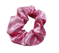 Elegant large light pink satin fabric scrunchie with smooth reflective pleated texture - Pink