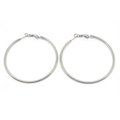 Orecchini a cerchio minimalisti in acciaio inossidabile lucido argento per donna con chiusura - 2x50mm / Color Acciaio