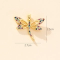 Golden dragonfly pendant with multi-colored zircons and dimensions of 2.5cm by 2.7cm - Style L