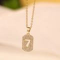 Collana in acciaio al titanio dorato con ciondolo numero 7 con cristalli scintillanti - Oro (8418)