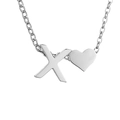 Collana a catena d'argento minimalista con cuore solido e pendente lettera X - X-Acciaio