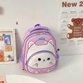 Purple cartoon cat toddler backpack in waterproof nylon with a durable hard shell front - Cartoon Cat / Light Purple Cat