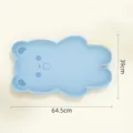 Blue bear-shaped waterproof silicone pet mat for cats and dogs, 64.5cm x 39cm size - Bear Shape Plate Mat / Cloud Blue