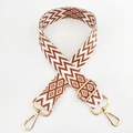 Close-up of brown wavy pattern woven strap with adjustable golden metal buckles - A13 Light Brown